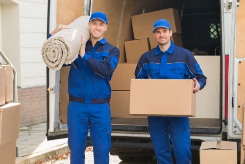 A removal van supporting a flat move near Brompton