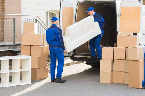 Man and van removals service working in Brompton residential street