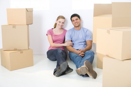 Household boxes and furniture prepared for a Brompton relocation